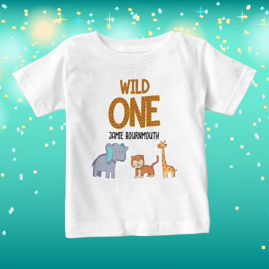 ワイルド・ワン・サファリ・テーマの男の子の1歳誕生日 ベビーTシャツ