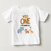 ワイルド・ワン・サファリ・テーマ男子1歳誕生日 ベビーTシャツ (正面)