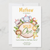 ワイルド・ワン・サファリ・バースデーパーティー招待状 招待状 (正面)