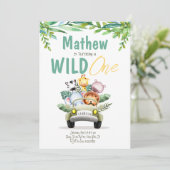 ワイルド・ワン・サファリ・パーティー キッズ バースデー・招待状 招待状 (スタンド正面)