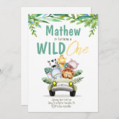 ワイルド・ワン・サファリ・パーティー キッズ バースデー・招待状 招待状 (正面/裏面)