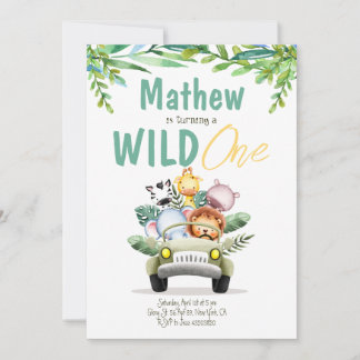 ワイルド・ワン・サファリ・パーティー　キッズ　バースデー・招待状 招待状