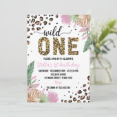 ワイルド・ワン・サファリ・ヒョウ 1歳の誕生日招待状 招待状 (スタンド正面)