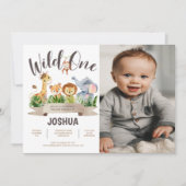 ワイルド・ワン・サファリ フォト 誕生日招待状 招待状 (正面)