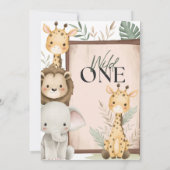 ワイルド・ワン・サファリ 動物たちのお誕生日会 子供の最初の誕生日 招待状 (裏面)