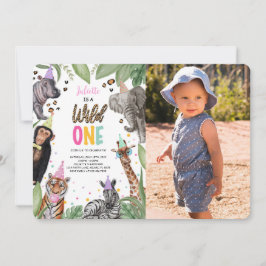 ワイルド・ワン・サファリ 1歳の誕生日写真 招待状