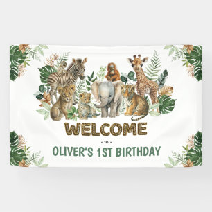 ワイルド・ワン ジャングルサファリ 動物たちのお誕生日おめでとう 横断幕