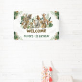 ワイルド・ワン ジャングルサファリ 動物たちのお誕生日おめでとう 横断幕 (インサイチュ)