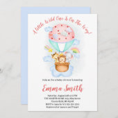 ワイルド・ワン ジャングルサファリ 動物たちの出航 ベビーシャワー 招待状 (正面/裏面)