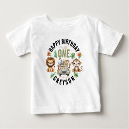 ワイルド・ワン・ジャングル・アドベンチャー 1歳の誕生日 ベビーTシャツ