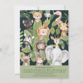 ワイルド・ワン ジャングル・アニマルズ サファリ 1歳の誕生日 招待状 (裏面)