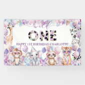 ワイルド・ワン ジャングル・アニマル・サファリ 1歳の誕生日おめでとう 横断幕 (横)