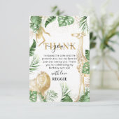 ワイルド・ワン ジャングル グリーンナリー&ゴールド バースデー サンクス サンキューカード (スタンド正面)