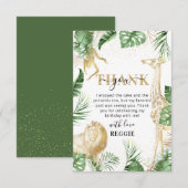 ワイルド・ワン ジャングル グリーン＆ゴールド バースデー サンクス サンキューカード (正面/裏面)