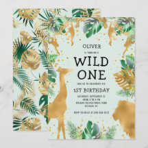 ワイルド・ワン ジャングル・サファリ グリーン ゴールド 1歳の誕生日