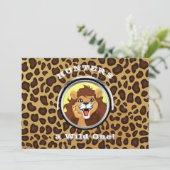 ワイルド・ワン・ジャングル・サファリ・バースデー・ズー・ライオン・レパード 招待状 (スタンド正面)