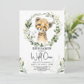 ワイルド・ワン ジャングル・サファリ ヒョウの少年 1歳の誕生日 招待状 (スタンド正面)