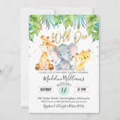 ワイルド·ワン·ジャングル·サファリ·ベイビー·シャワーの招待 招待状 (正面)