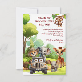 ワイルド・ワン！ジャングル サファリ 1歳の誕生日おめでとう！ありがとうカード サンキューカード