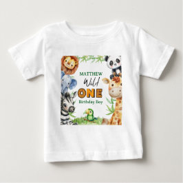 ワイルド・ワン ジャングル・サファリ 1歳の誕生日 ベビーTシャツ