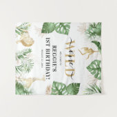 ワイルド・ワン ジャングル/サファリ 1歳誕生日パーティー 背景 タペストリー (正面(横))