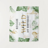 ワイルド・ワン ジャングル/サファリ 1歳誕生日パーティー 背景 タペストリー (正面)