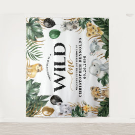 ワイルド・ワン ジャングル・サファリ 1歳誕生日パーティー 背景 タペストリー