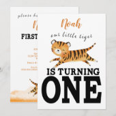 ワイルド・ワン ジャングル・タイガー 1歳の誕生日 招待状 (正面/裏面)