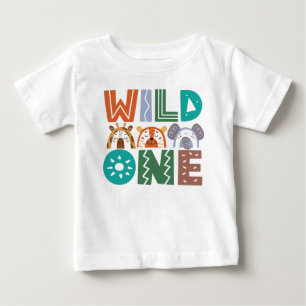 ワイルド·ワン·ジャングル·テーマ第1回誕生日ベビーTシャツ ベビーTシャツ