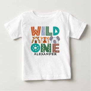 ワイルド·ワン·ジャングル·テーマ第1回誕生日ベビーTシャツ ベビーTシャツ