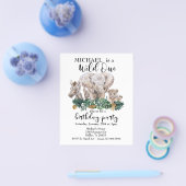 ワイルド・ワン ジャングル 水彩画 象 しま模様の馬 安価 チラシ (シングル)