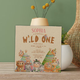 ワイルド・ワン トライバル ウッドランド サファリ バースデー 招待状