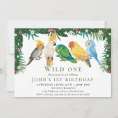 ワイルド・ワン トロピカル エキゾチック パラッツォ少年 1歳の誕生日 招待状 (正面)