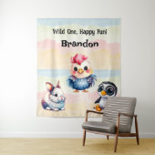 ワイルド・ワン・ハッピー・ファン・ウッドランド・アニマルズ・ウォーターカラー タペストリー (インサイチュ)