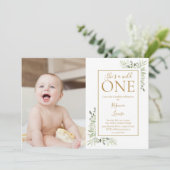 ワイルド・ワン・バースデーの緑の写真 招待状 (スタンド正面)