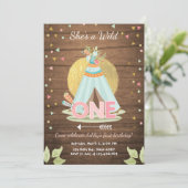 ワイルド·ワン·バースデー·インビテーション·ティーピー·ボホー·ガール·ウッド 招待状 (スタンド正面)