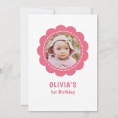 ワイルド・ワン ピンクデイジー 誕生日写真 招待状 (裏面)