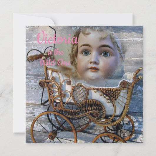 ワイルド・ワン！ファーストバースデーカードインビテーション　ビクトリア 招待状 (正面)