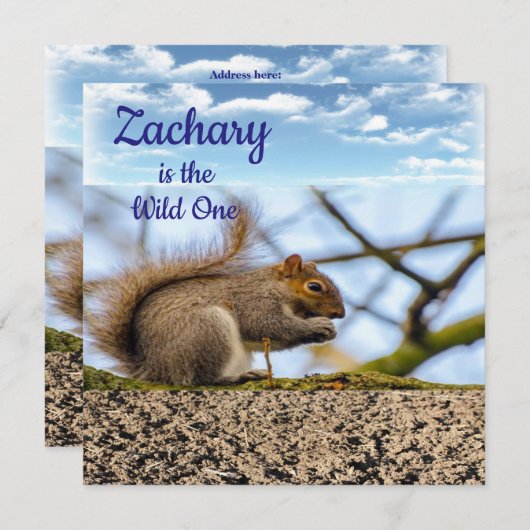 ワイルド・ワン! ファーストバースデーカード インビテーション スクウィール (正面/裏面)