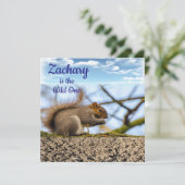 ワイルド・ワン　ファーストバースデーカード　インビテーション　リス 招待状 (スタンド正面)