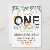 ワイルド・ワン ファーストバースデー ジャングルアニマルズ バースデー 招待状 (正面)