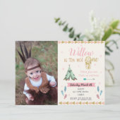 ワイルド·ワン·ファースト·バースデー·パーティー·ガール·トリバル·ピンク·金ゴールド 招待状 (スタンド正面)