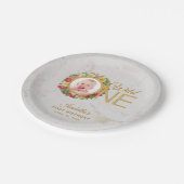 ワイルド・ワン フォト ローズ ウェア サーティ フースト バースデー マーブル ペーパープレート (アングル)