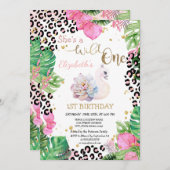 ワイルド・ワン フラワー スワン リーファーズ ファースト バースデー 招待状 (正面/裏面)