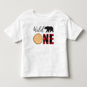 ワイルド・ワン ブラックベア レッド・チェック 1歳の誕生日 トドラーTシャツ