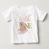ワイルド・ワン・ベア - パーソナライズド・グリッター ベビーTシャツ (正面)