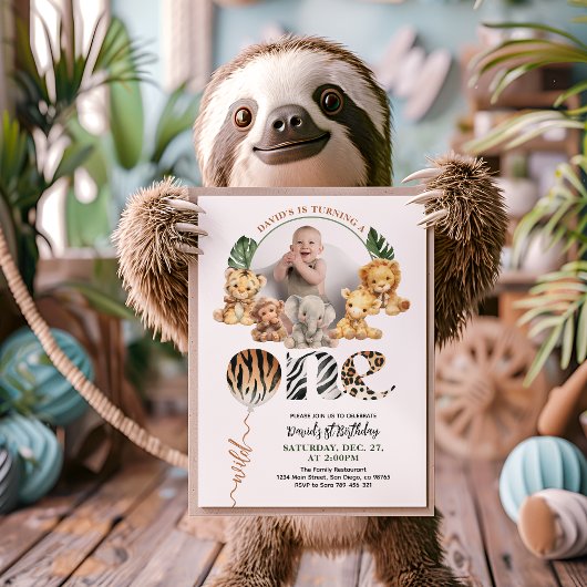 ワイルド・ワン モダン 男女兼用 1歳誕生日 招待状