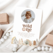 ワイルド・ワン・ラウンド・フォト・バースデー・招待状 招待状