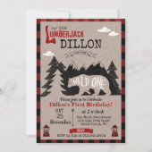 ワイルド・ワン・ランバージャック・ファースト 1歳の誕生日招待状 招待状 (正面)