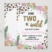 ワイルド・ワン レパード サファリ 2歳の誕生日招待状 招待状 (正面/裏面)